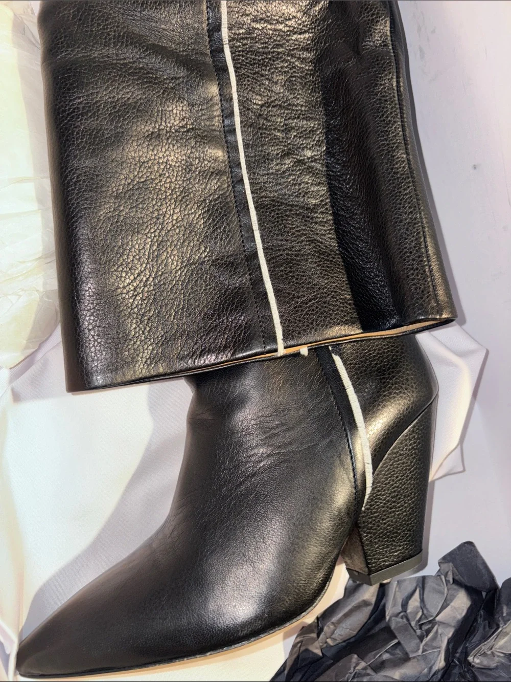 IRO Black Leather Over-the-Knee Pointed Toe Boots